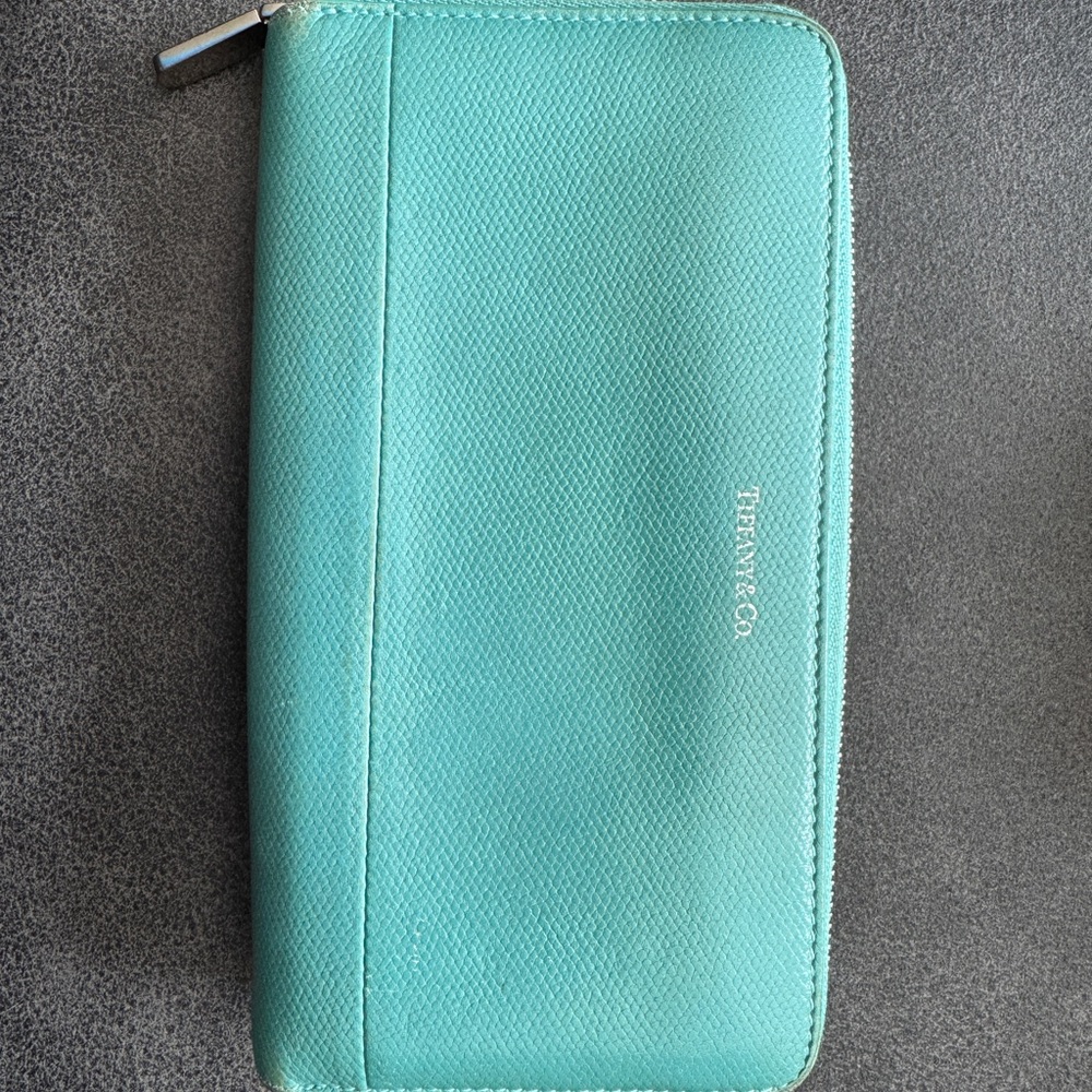 Tiffany & Co. Aqua Leather Wallet - Picture 1 of 9